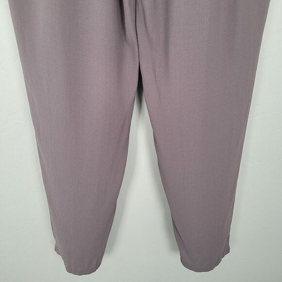 Eileen Fisher Size M Silk Georgette Crepe Pants Pull On Straight Leg Purple - Picture 9 of 12